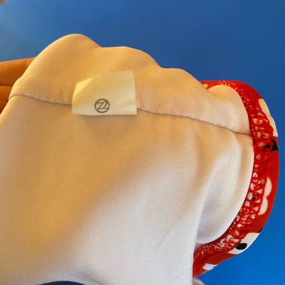 One Shoulder Bikini Swim Top Floral Large with pads White Flower Red - Picture 4 of 6